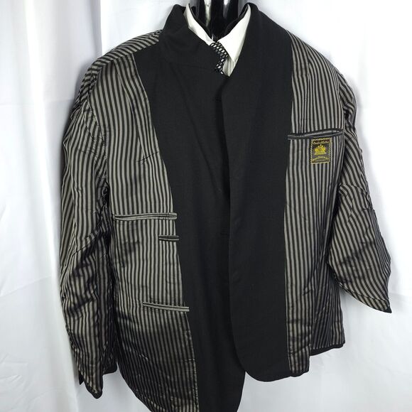 Oxxford Clothes Mens 48L Black Three Button Double Vent Sports Coat Blazer - Picture 3 of 10